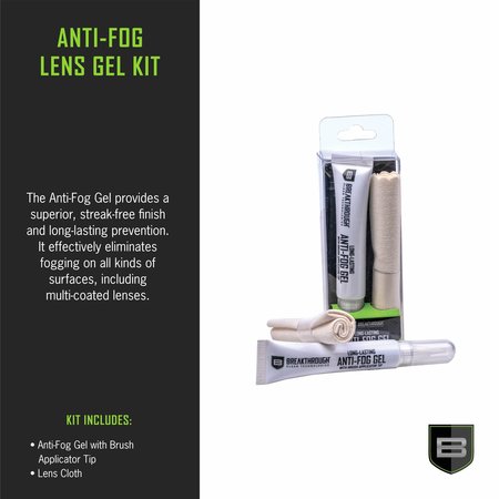 Breakthrough Clean Technologies Anti-Fog Lens Gel Kit, 10ml Tube & Cloth BT-AFG-KT